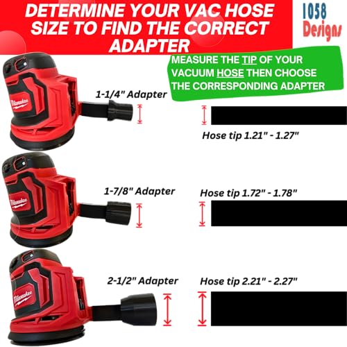 Sander Vacuum Adapter for MILWAUKEE Sanders - Shop Vac Attachment Reducer for Dust Collection Hose (2-1/2") by 1058Designs - size: 2-1/2"