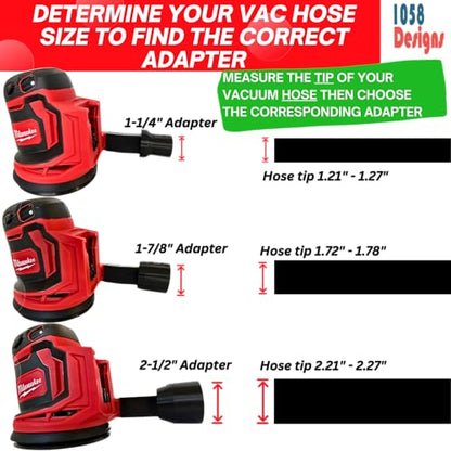 Sander Vacuum Adapter for MILWAUKEE Sanders - Shop Vac Attachment Reducer for Dust Collection Hose (2-1/2") by 1058Designs - size: 2-1/2"