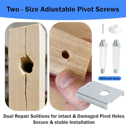 Bifold Door Repair Kit for 1-3/8" Wood Bifold Closet Doors, Bottom Pivot Bracket Replacement with Adjustable Bottom Pivot Screws, Includes Metal Repair Brackets & Pivot Washers, 4 Pack