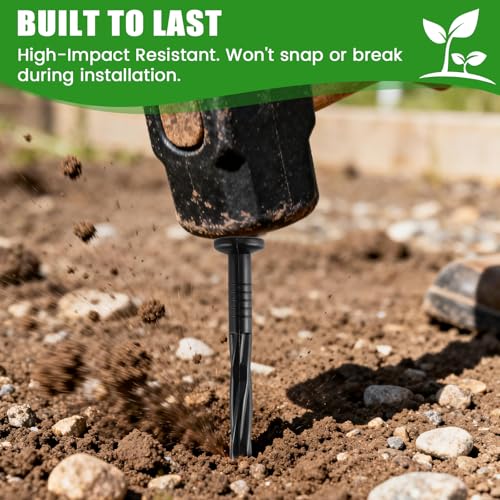 220-Pack 8-Inch Heavy Duty Plastic Landscape Edging Spikes – Spiral Anchoring Nails for Paver Edging, Weed Barrier Fabric, Artificial Turf & Garden Borders – Rust-Free Nylon Stakes