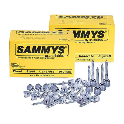 Everflow Sammys 8010957-50 GST 30 3/8 Inch Screw Vertical Threaded Rod Anchor Designed for Wood, Easy to Use, No Pre-Drilling Required, Steel with Zinc Finish, 1/4 x 3 Inch Screw Length - (Pack of 50) - size: Pack of 50