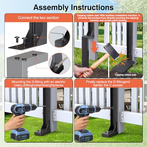 4pcs Fence Post Repair Kit,Fix Broken Wood Support. - color: 4 Pack Black
