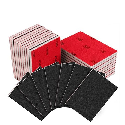 16 Pcs 180 Grit Sanding Sponge, Ultra Fine Sandpaper Assortment Pads, Soft Foam Sanding Block Dry Wet Sandpaper for Model Drywall Metal Wood Furniture Polishing (P180) - size: P180