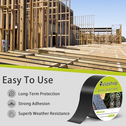 Joist Tape for Decking, 1 5/8" x 50' Butyl Tape, Waterproof Anti-Corrosion Joist Flashing Tape, Self-Adhesive Deck Joist Tape, Butyl Deck Tape for Flashing Deck Joists and Beams Protection（12 Rolls） - style: 1 5/8"-12Rolls