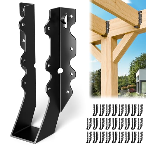 25 Pcs Black 2x8 Joist Hanger,LU28 18 Gauge Double Shear Face Mount Joist Hanger,Hurricane Ties for Rafters Tie Brackets Great for Floor Deck and Ceiling Joists - size: 25Pcs 2x8, style: Black