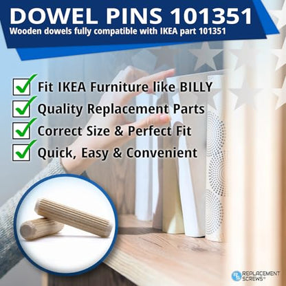 ReplacementScrews Wooden Dowel Pins Compatible with IKEA Part 101351