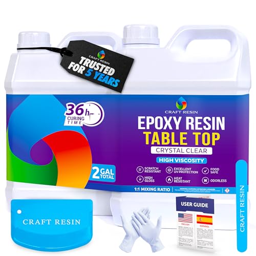 Craft Resin Table Top Epoxy Resin Kit - Ultra Clear, High-Gloss, 2 Gallon - size: 2 Gallons