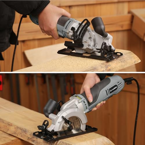 Corded Mini Circular Saw 6A Compact Saw with 2x 4‑1/2" Blades - style: Corded 6A