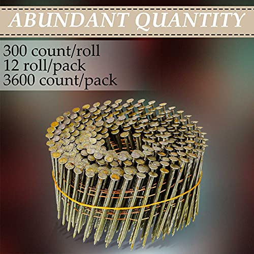 Hotop 3600 Count 15-degree Coil Siding Nails, Wire Collated, 2 Inch - size: 2 Inch