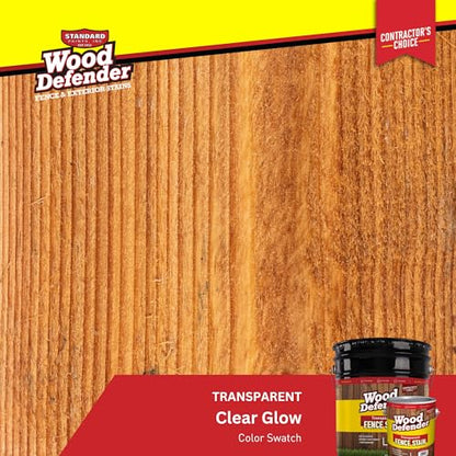 Wood Defender Transparent Fence Stain and Seal, Clear Glow, 5-Gallon - color: Clear Glow, size: 5 Gallon