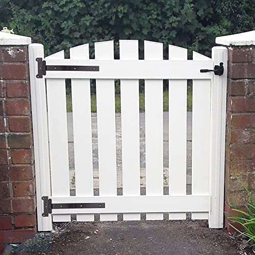 12" Black Door Hinges – 2Pcs Gate Hinges with 12 Mounting Screws – Medium/Heavy Duty 4mm Thick Iron Construction with Black Powder Coating – Ideal for Gates, Sheds, Barns