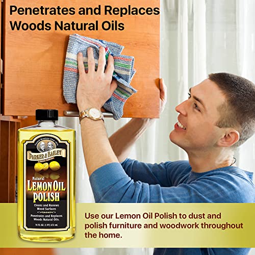 Parker & Bailey Woodcare Oil Polish Kit – Lemon Oil & Orange Oil Furniture Cleaner & Wood Restorer – Natural Wood Polish for Tables, Cabinets & Furniture Shine Bundle