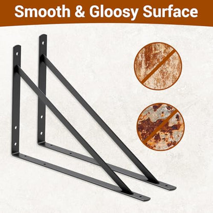 HOME MASTER HARDWARE 20x13 Inch Heavy Duty Shelf Brackets, Black 4 Pack - color: Black, size: 20 inch x 13 inch-4pcs
