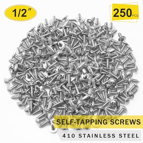 JEGONFRI 250PCS #8 x 1/2" 410 Stainless Steel Self Tapping Wood Screws - size: #8 x 1/2" Single, style: Self-tapping - Truss