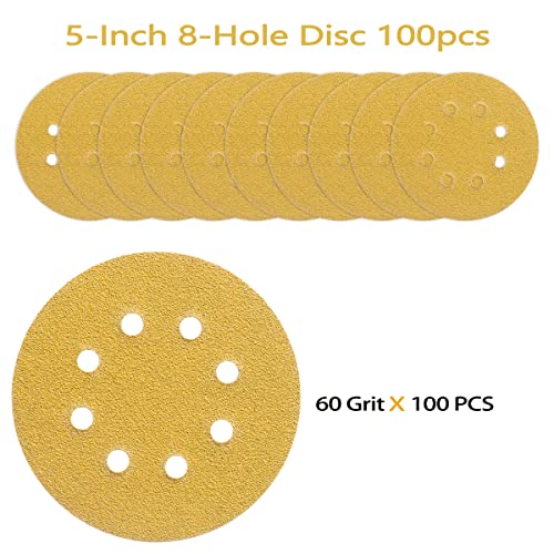 100PCS 5 Inch Sanding Discs 60 Grit Random Orbit Sander Sandpaper - style: Advanced Aluminum Oxide