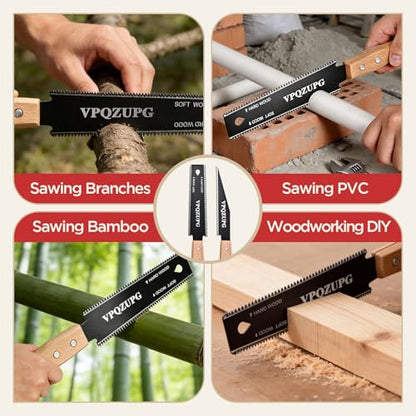 2 Pack Japanese Saw 6 Inch, 17/11 TPI Pull Saw for Woodworking Tools
