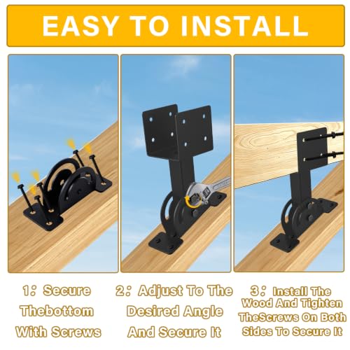3 Pcs 4x4 Pergola Roof Riser Bracket Kit Heavy Duty Adjustable - size: 4x4-3