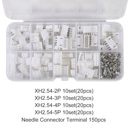 230pcs XH2.54 PH2.0 2p 3p 4p 5 pin 2.54mm 2.0mm Pitch Terminal Kit Housing Pin Header JST Connector Wire Connectors Adaptor