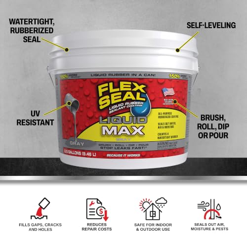 Flex Seal Liquid Rubber Sealant Coating, Waterproof, Gray, 320 oz - color: Gray, size: 320 oz