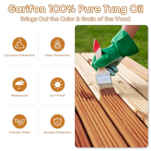 18OZ Tung Oil for Wood Food Safe, Wood Oil for Outdoor Furniture - size: 18 Ounce