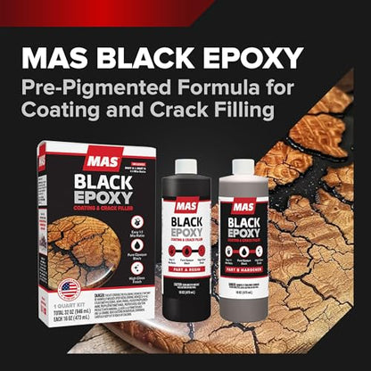 MAS Black Epoxy Resin Coating & Crack Filler, Pre-Pigmented Epoxy, 16 Oz - size: 16 Fl Oz (Pack of 1)