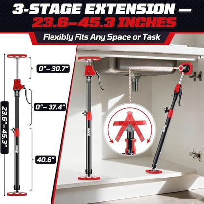 XINQIAO Cabinet Jacks for Installing Cabinets, Heavy Duty Third Hand Tools Adjustable Support Pole from 23.6 IN to 45.3 IN, 4 PCS - size: 23.6"-45.3" 4PC