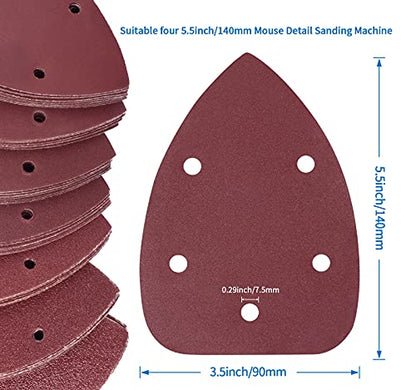 84 PCS Mouse Detail Sander Sandpaper Sanding Paper Assorted 40/60/80/120/180/240/320 Grits - style: 84 PCS 5 Hole 40/60/80/120/180/240/320 Grit