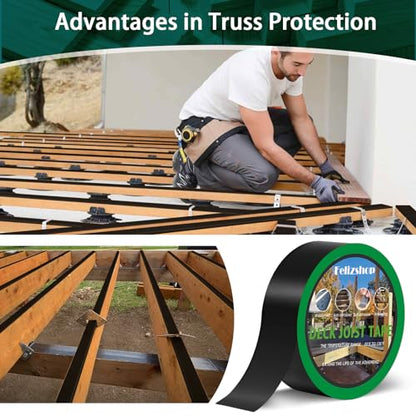 Joist Tape, 1-5/8" x 50' Deck Joist Tape, Waterproof Butyl Tape, Self-Adhesive Deck Butyl Tape, Butyl Flashing Tape,Joist Tape Decking for Protect Beams and Wood Decks (8 Rolls) - style: 1 5/8"x 50'-8 Roll