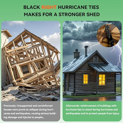 Black Right Hurricane Brackets,Hurricane Ties for Rafters,Hurricane Clips,Hurricane Straps for Shed,Seismic/Truss Brackets,Hurricane Straps for Building,Rafter Hangers(Right 25 pcs) - size: 25 Pcs, style: Black Right Hurricane Ties