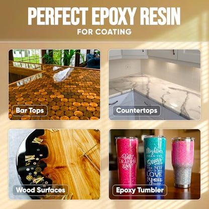 Craft Resin Table Top Epoxy Resin Kit - Ultra Clear, High-Gloss, 2 Gallon - size: 2 Gallons