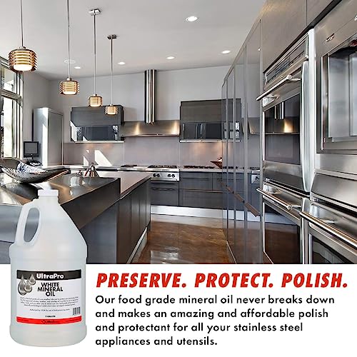 UltraPro Food Grade Mineral Oil for Lubricating and Protecting Cutting Board, Butcher Block, Stainless Steel, Knife, Tool, Machine and Equipment (4-1 Gallon Jugs) - size: 4 x 128 Fl Oz