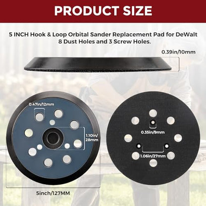 2Pcs 5 Inch 8 Hole Sander Pad 3 Screw Holes Sanding Pad - color: Blue