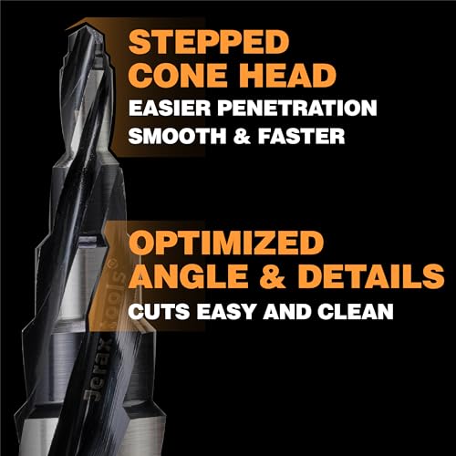 1/4"-3/4" M2 Step Drill Bit Unibit for Hole Drilling 5 Sizes - size: 1/4" to 3/4" (4 Spiral Flutes)