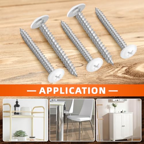 #8 x 1/2" Truss Head Fast Self Tapping Screws, Alloy Steel Wood Screws, White Head, 100 PCS - color: White, size: #8 x 1/2"