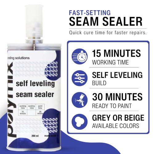 Polymix Self Leveling Seam Sealer 200ml Cartridge & Two Application Mixing Nozzles (Beige)