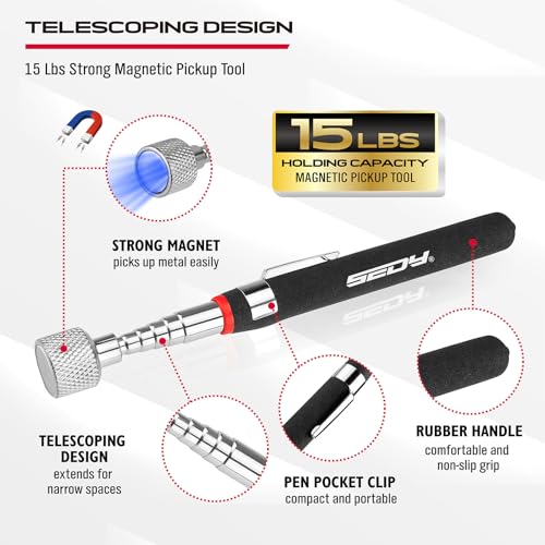 6-Piece Telescoping Magnetic Pickup Tools Set: 31in Portable Magnetic Pickup Stick, 25in Pen-Style Magnetic Pickup Tool, 20in Flexible Bendable Spring Magnet Stick with 4in 9in Magnet Parts Tray - style: 6 Pack - Premium Multi-Tool Set