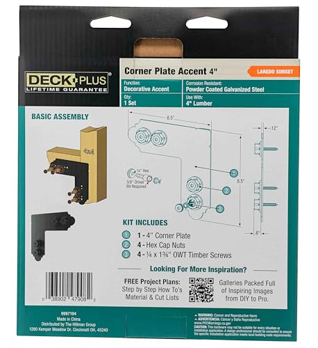 Deck Plus Laredo Sunset 90 Degree Outside Angle, 4in, 1 Pack, Black