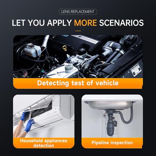 OUKENS Dual‑Lens Borescope Inspection Camera, 4.3 Inch IPS Split‑Screen Industrial Endoscope, IP67 Waterproof Snake Camera, 8+1 Adjustable LED Lights, 2600mAh Battery for Automotive HVAC Plumbing