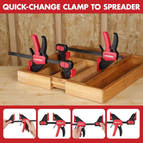 ARROW 2-Piece 6" Medium Duty Bar Clamps for Woodworking with 150LBS Force - size: 6"(2)