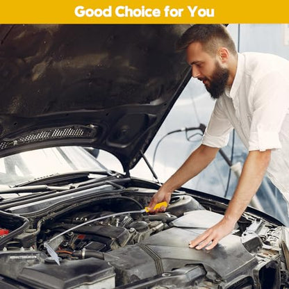 2Pcs Bendable Inspection Mirror – Square & Round Heads for Mechanics,Yellow - color: Yellow
