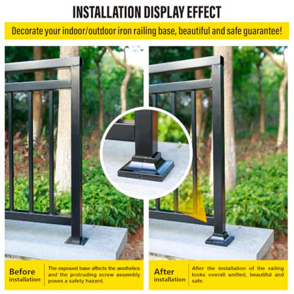 1pcs Post 2" Aluminum Deck Post Base Cover, Post Skirt, Handrail, Stair, Porch, Deck Railing Base Brackets Covers (Black) - color: Black, size: Post 2"x 2" Base 4.5"x4.5"