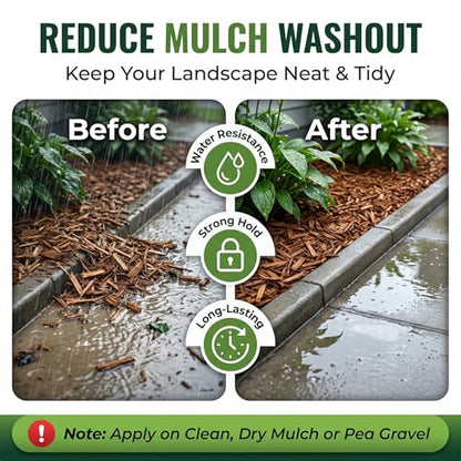 BOLDFORGE Mulch Glue for Landscaping with Sprayer, 34 fl oz Rock Glue and Gravel Binder, Pet-Friendly, Non-Toxic, Odorless and Clear-Drying Adhesive for Pea Gravel, Pebbles, Bark and Mulch - size: 2 Liter