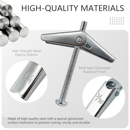 28 Sets Hollow Wall Anchors Toggle Bolts with Screws