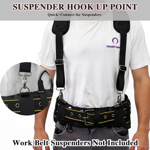 MELOTOUGH Padded Tool Belt for Men with handle strap, Heavy-Duty Work Belt with D ring, Adjustable Waist 36"-47" for Electrician (Tool Belt Suspenders Not Included)