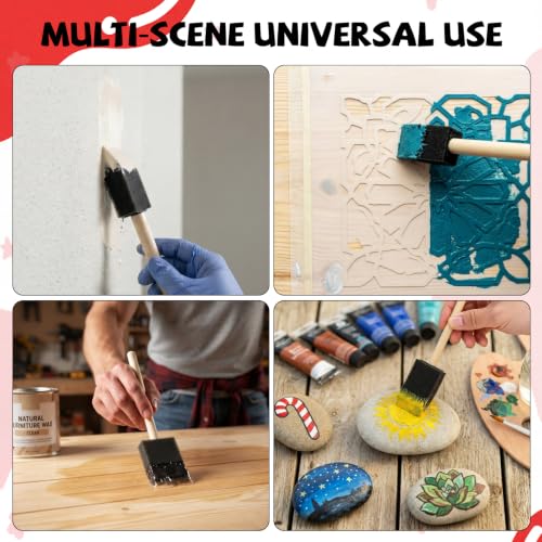 Mister Rui 1.5" Sponge Brushes 24 Pk – Bulk Foam Applicators for Classrooms