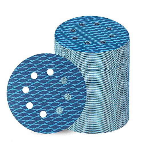 Orbital Sander Sandpaper 5 Inch 8 Hole Sanding Disc Hook and Loop Pads Sand Paper 240 Grit for Wood Metal 70 PCS Blue Aluminum Oxide Anti Blocking Rhombus Sanding Discs - style: 5 inch 240 grit