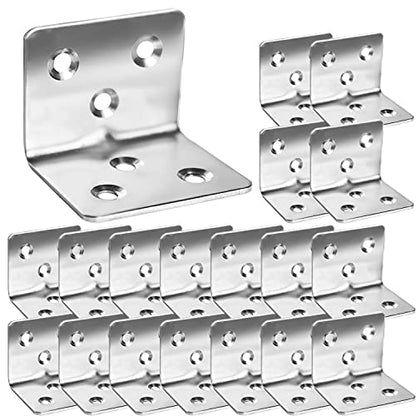 80Pcs 1.2”x1.2”Stainless Steel Corner Bracket 1.5”Wide Small Angle Bracket - size: 80PCS, style: Silver