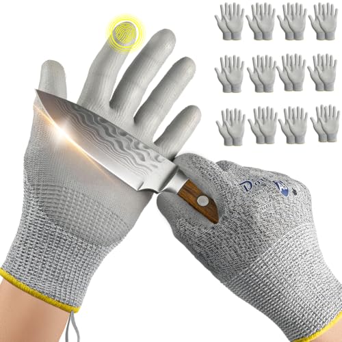Dowellife Cut Resistant Work Gloves for Men & Women - ANSI A5 & EN388 Level 4, Breathable PU Coated, Grey Non-Marking - for Gardening, Fishing, Automotive, Construction, Wood Carving (Large, Grey) - size: Large (Pack of 12)
