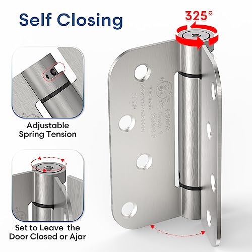 2 Pack 4 Inch Self Closing Door Hinges, Satin Nickel - color: 4" - Satin Nickel
