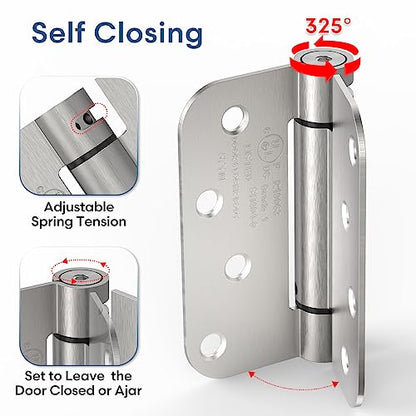 2 Pack 4 Inch Self Closing Door Hinges, Satin Nickel - color: 4" - Satin Nickel